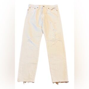 Levi’s Women’s 501 Straight Leg White Distressed Jeans Size 27 Button Fly